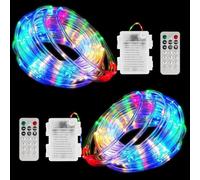 LED Rope Lights, 33Ft 100LED RGBW String Lights Outdoor Tube Light Waterproof with Remote, 16 Colors Decorative Lamps for Garden Patio Yard Home Party Christmas- - Battery Powered [Energy Class A]