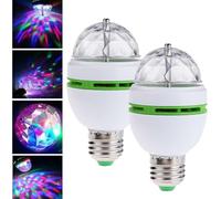 LED Rotating Disco Ball Light Bulb, 3W E27 RGB Disco Lightbulbs Strobe Light Bulb Multi Color Changing Spinning Stage Lights for DJ Parties, Birthday, Club, Bar, Halloween, Christmas- 2 Pack