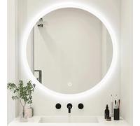 LED Round Bathroom Mirror, Frameless Wall Mounted Vanity Mirror | 3000K/4000K/6000K 3 Colour Temperature Adjustable, Anti-Fog, Smart Touch Button | Lighted Mirror for Bathroom Vanity - 60cm/23.6in