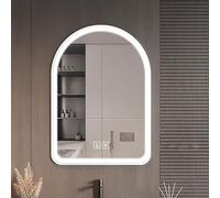 LED Round Bathroom Mirror - Metal Framed Vanity Mirror Over Sink Wall Mirror for Bedroom & Dressing Room 50x70cm (20x28in) - Modern White Design