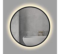 LED Round Bathroom Mirror Wall-Mounted Makeup Mirror Backlit Vanity Mirror with Black Frame 50/60/70/80 cm Illuminated Bathroom Mirror for Makeup and Grooming