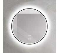 LED Round Bathroom Mirror with Gold/Black Frame Adjustable 3-Color Lighted Makeup Wall Mirror for Hotel Decor Available in 60cm 70cm 80cm Sizes