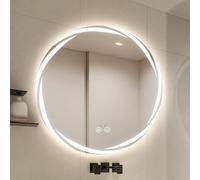 LED Round Bathroom Mirror with Smart Touch Button, Anti-Fog Wall Mirror, Dimmable 3 Colors, 70 x 70 cm - Modern Vanity Mirror for Home Decor