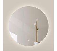 LED Round Bathroom Wall Mirror with White Light & Touch Switch Dimmable Illuminated Home Fur for Bedroom & Bathroom 600mm x 600mm