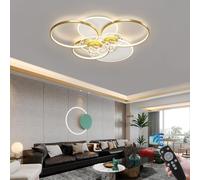 Led Round Ceiling Light with Remote Control 100Cm Large Living Room Lamp Acrylic Personalized Lighting Suitable for Bedroom Office Hotel Kitchen Chandelier, Gold, l