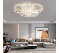 Led Round Ceiling Light with Remote Control 100Cm Large Living Room Lamp Acrylic Personalized Lighting Suitable for Bedroom Office Hotel Kitchen Chandelier, Gold, l