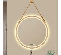 LED Round Framed Bathroom Mirror - Large Anti-Fog Dimmable Vanity Mirror with 3 Color Settings, Wall Mounted Lighted Design, Gold Finish, 40CM Size, Perfect for Home Decor.