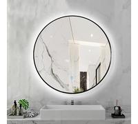 LED Round Mirror with Metal Frame4 Color Options Intelligent Bathroom Cosmetic Mirror with Lights 80x80cmPerfect for Home & Salon Use