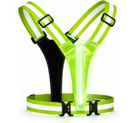 LED Running & Cycling Visibility Vest, Rechargeable Reflective Chest Light Harness for Night Running, Cycling & Dog Walking