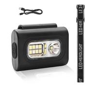 LED Running Light for Runners, USB Rechargeable Clip on Torch, LEd Outdoor Night Running Lights with 6 Brightness Modes, LED Flashlight for Dog Walking Hiking Joggers and Safety Warning (Black）