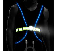 LED Running Light USB Rechargeable LED Reflective Vest Belt Super Brightness Safety Chest Night Light Adjustable Visibility Fiber Optics for Adult