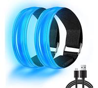 LED Running Lights for Runners 2 Pack,USB Rechargeable Reflective High Visibility Armbands Battery Powered,Sports Wristband Safety In the Dark Flashing Led Reflectors,Running Accessories for Men Women