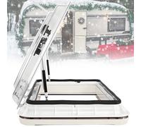 LED RV Caravan Roof Vent Window,w/Sunshades & Ventilation Nets,500x500 mm Mid-to-large SUVs Roof Vent Skylight TransparentWhite