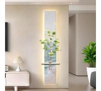LED Sandstone Decoration Painting, Modern Decorative Painting with Vase & Artificial Greenery, Modern Home Decor Landscape Wall Sculpture, for Bedroom(Blue1,20 * 120cm/7.9 * 47.5in)