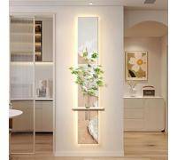 LED Sandstone Decoration Painting, Modern Decorative Painting with Vase & Artificial Greenery, Modern Home Decor Landscape Wall Sculpture, for Bedroom(White,25 * 150cm/9.8 * 59.1in)
