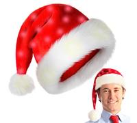 LED Santa Hat, Plush Christmas Hat with LED Lights | Lighted Santa Hat - LED Santa Hat for Holiday Season, Holiday Party, Christmas Ornaments and Lights for