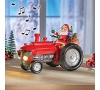 Led Santa Tractor Christmas Decoration 6 Lights, 8 Songs, L22.5 X W12.5 X H16Cm
