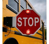 LED School Bus Stop Sign with Electronic Controller, Double-Sided Flashing Warning Light (24V), Manual & Electric Operation, Enhanced Safety for Children at Crossings