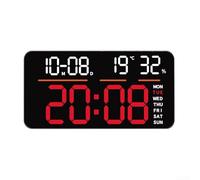 LED Screen Digital Wall Clock, 26 * 13.5cm Dual Alarms Wall Clock Temperature Humidity Monitoring Calendar For Home Office School(red)