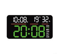 LED Screen Digital Wall Clock, 26 * 13.5cm Dual Alarms Wall Clock Temperature Humidity Monitoring Calendar For Home Office School(green)