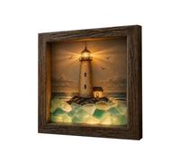 LED Sea Glass Frame Box Good Meaning Soft Glow Wooden
