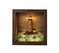 LED Sea Glass Shadow Box Good Meaning Soft Glow Wooden