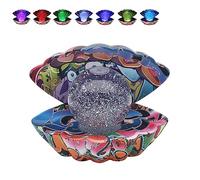 LED Seashell Colour Changing Glitter Mood Lamp Battery Operated/USB Powered Portable Night Light Desktop Decorative Ornament Home Decor for Bedroom Living Room, Graffiti Design