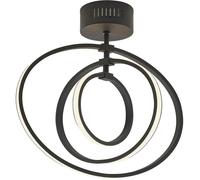 LED Semi Flush Ceiling Light 21W Warm White Matt Black Hoop Ring Feature Strip