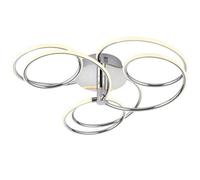 LED Semi Flush Ceiling Light 48W Warm White Chrome Infinity Hoop Strip Feature