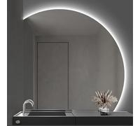 LED SemiCu Bathroom Mirror ed WallMounted HD Makeup Mirror with White & Warm Light LeftRight Cut 60cm Illuminated Vani Mirror