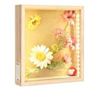 LED Shadow Box Frame 28cm x 30cm Wine Cork Holder Display Case Wall Mounted and Tabletop Wooden Memory Box Picture Frame Display Keepsake Box for Memorabilia Awards Bouquet Photos Crafts Tickets
