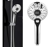 LED Shower Head with Digital Temperature Display, ABS Plastic, Handheld Design, Sensor Technology