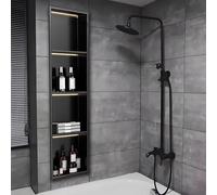 LED Shower Head with Recessed Design Matte Black Stainless Steel Over Mount Installation - No Tile Needed Perfect for Modern Bathrooms Water Saving & Stylish Lighting