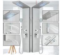 vidaXL Shower Panel Unit Glass 18x42.1x120cm Black Bathroom Jet Column Wall