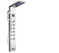 LED Shower Panel with Rainfall & Waterfall Massage Shower Column for Spa Experience Brushed Nickel Mixer Tap Hydro Massage Tower Modern Bathroom Upgrade