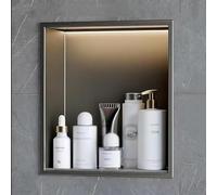 LED Shower Shelf with 3000K LED Light Stainless Steel Bathroom Recessed Wall Storage No Tile Needed Modern Shower Matte for Ultimate Convenience