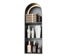 LED Shower, Stainless Steel Wall Sto with Light, Built-in Shower Shelf for TV, Kitchen, Bathroom (Grey, 62x28x15cm) - Modern Design, Space-Saving Solut