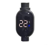 LED Shower Thermometer for Water Temperature Display 0°C-99°C with Touch Activation and Top Water Outlet, Compatible with 1/2 Inch Pipes, Black Gray