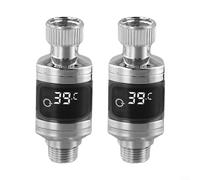 LED Shower Water Temperature Monitor with Sensitive Sensor, Real-Time °C/°F Display for 1/2 Inch Pipes, Compatible with Shower Heads and Handheld Showers, 2 Pack