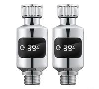 LED Shower Water Thermometer For 1/2 Inch Pipes And Bathroom Handheld Shower Heads, Sensitive Temperatures Sensor with Digital LED Display(2pcs)