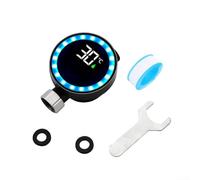 LED Shower Water Thermometer with Real-Time Temperature Display, 3-Color LED Indicator, Waterproof, Stainless Steel/ABS/PC, for 1/2-inch Pipes