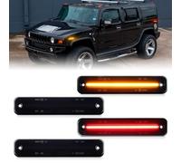 LED Side Marker Lights Indicator For 2003-2009 Hummer H2, Smoked Lens Amber Front Rear Red Side Fender Turn Signal Lamps OEM Part Number 25952319