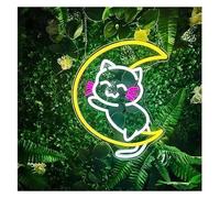 Led Sign Neon Light Decoration Cute Cat Moon for neon Sign Bar Salon Business Decor 28.4cm×33.5cm
