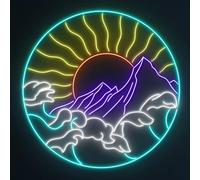 LED Sign Ocean Neon Signs Waves Led Lights Home Wall Decorative Mountains Night Lamps Party Decoration Light USB Brightness Adjustable