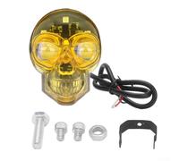 LED Skull Fog Light for Motorcycle Auxiliary Lighting with Aluminum Alloy, Waterproof Sealing Technology, and Multiple Light Modes for Safety (yellow shell)
