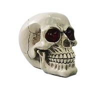LED Skull Light with Glowing Eyes - Hand-Painted Resin Gothic Decor for Halloween Party, Home Bar Garden Display | Antique Finish Spooky Sculpture | for Horror enthusiasts (D)
