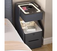 LED Smart Nightstand with Touch Control Modern 3-Color Light Table for Bedroom Open Design with Divider 30cm/11.8in - Stylish Black Furniture for Contemporary Interiors