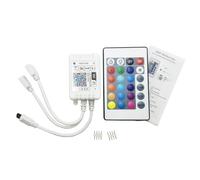 LED Smart RGB WiFi Controller Dual 4-Pin Output with 24-Key Remote Compatible APP/Voice Control 5-10m Lightstrip Change Color,Dimming,Sync Music for SMD 3535 5050 3528 Color Changing LED Strip Lights