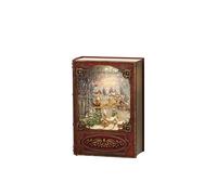 LED Snow Globe Christmas Book Santa in his Sleigh and Reindeers/Water