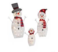 LED Snowman Garden Stakes 3-Pack 35x18cm 30x15cm 25x18cm Weather-Resistant | Acrylic material with ground socket easy setup bright LED lights festive outdoor display for garden yard pathway